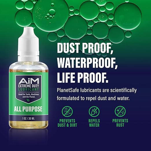 Planet Safe AIM Extreme Duty Lubricant 1oz- Made in The USA. Non-Toxic, Odorless, Multi-Purpose for Home, Garage, Doors, Hinges, Gym Equipment - Penetrates, Cleans, Lubricates, Protects, 3 in 1 Oil