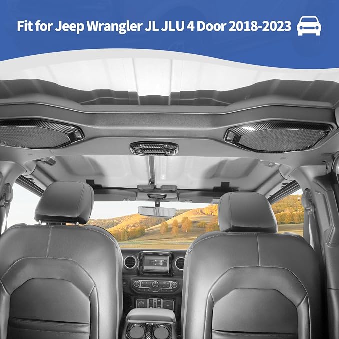 RT-TCZ for Wrangler JL Interior Trim Kit Carbon Fiber for Jeep Wrangler JL JLU 2018-2023 4-Door Black Carbon Fiber Grain Interior Accessories 11pcs (for 7 inch Display)