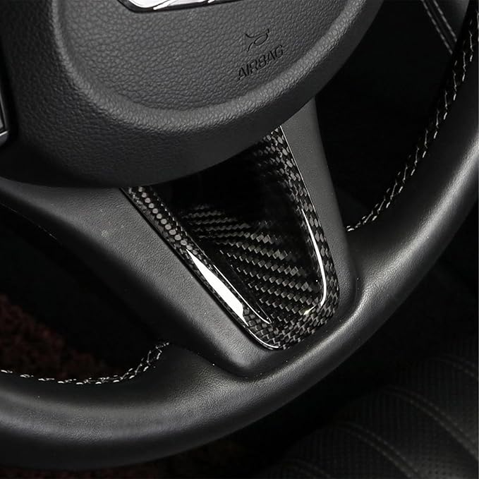 Compatible with Genesis G70 2019-2025 Accessories, Real Carbon Fiber Car Steering Wheel Lower Trim Cover - Lightweight, Scratch-Resistant, Quick DIY Fit, Luxury Interior Upgrade Accessory (Black)