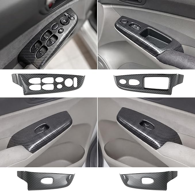 Carbon Fiber Window Lift Switch Panel Cover for Honda Civic 8th Gen 2006 2007 2008 2009 2010 2011