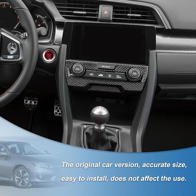 Carbon Fiber Console Center AC Air Switch Panel Cover Compatible with Honda Civic 10th Gen 2016-2021