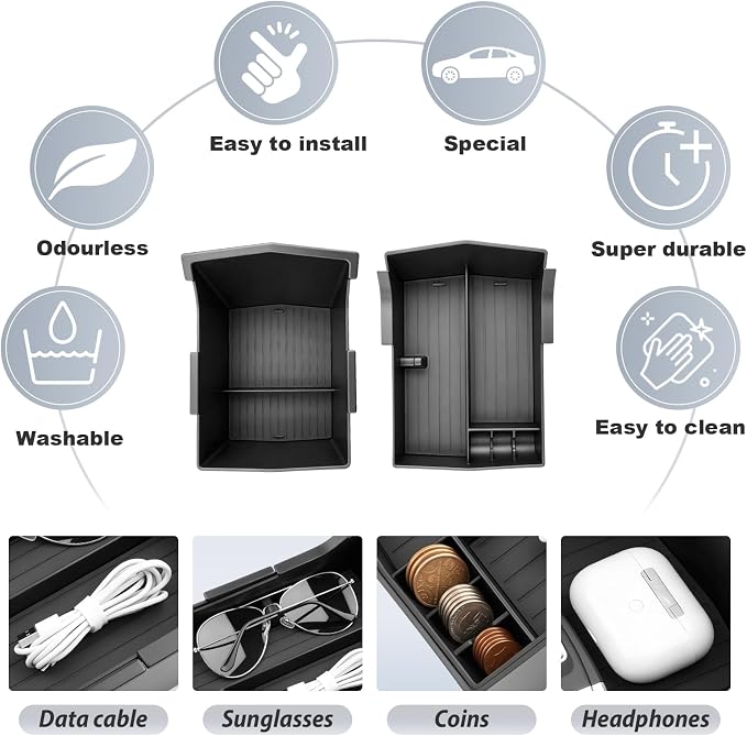 SKTU 2Pack for 2026 Subaru Forester Center Console Organizer for 2026+ Subaru Forester (Sport/Limited/Wilderness/Touring) Console Tray Subaru Forester 2026 Accessories Double Layers with Coin Holder