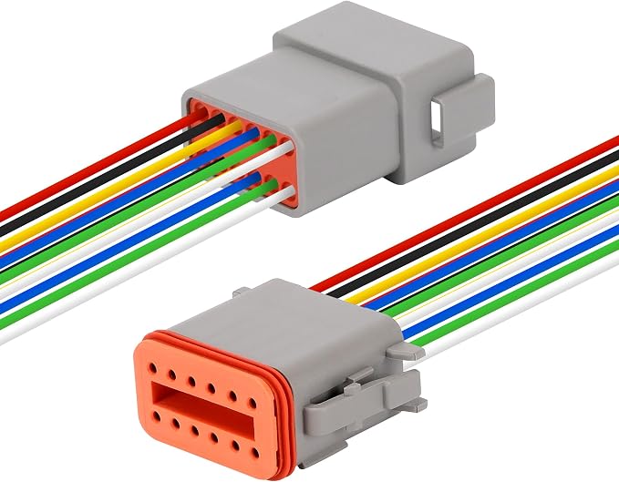 Deutsch 12 Pin Connector Kit - Waterproof Electrical Connectors 18 AWG, IP67 Automotive Wire Connectors (Male & Female) for Car, Truck, Boat