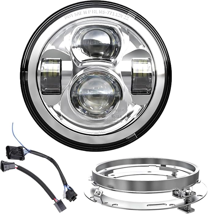 Z-OFFROAD New Motorcycle 7 Inch LED light DOT Kit Compatible with Harley Davidson Touring Street Glide Road King Special Electra Glide Ultra Classic Fat Boy Heritage Softail Switchback Chrome