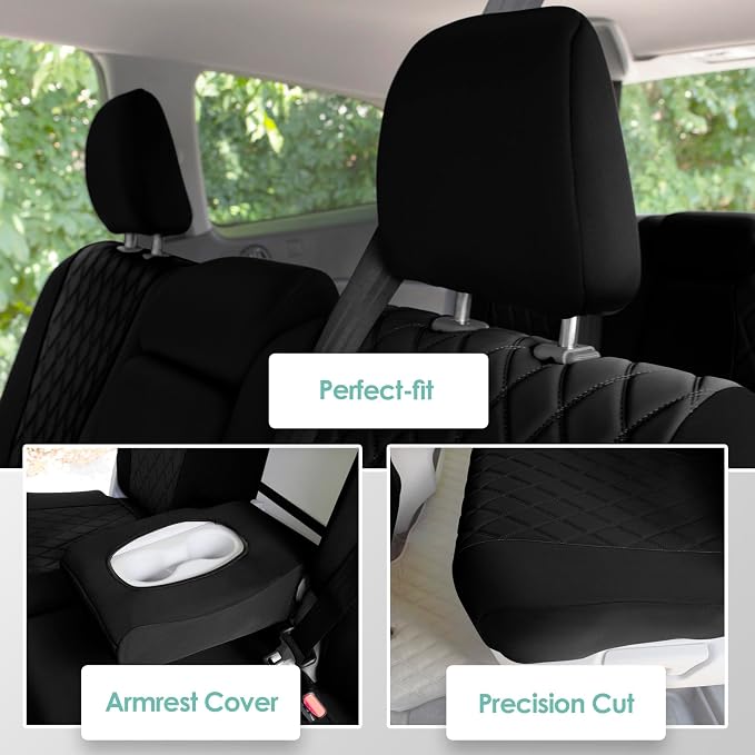 FH Group Custom Fit Car Seat Covers Specifically Made for 2016–2022 Honda Pilot, 2nd Row Set Black Ultraflex Neoprene, Waterproof Car Seat Cover, Honda Accessories