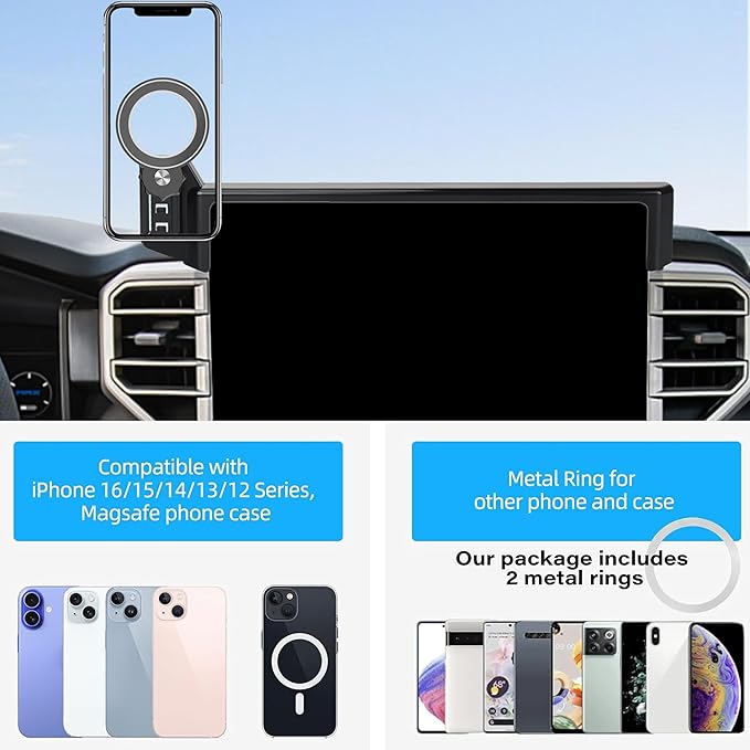 Car Phone Holder for 2022-2026 Toyota Tundra/2023 2024 2025 2026 Sequoia Accessories Apply to 14 Inch Touch Screen Fixed Clip Magnetic Cell Phone Mount Hands-Free 360 Degree Rotation