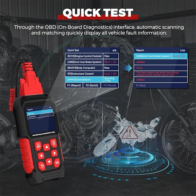 M4 Motorcycle Diagnostic Tool for BMW 10-Pin, ABS Bleeding & Throttle Reset, Idle Calibration, Service Reset, Traction Reset, Gear Reset, with OBD2, for R1250GS S1000RR K1600 G310GS
