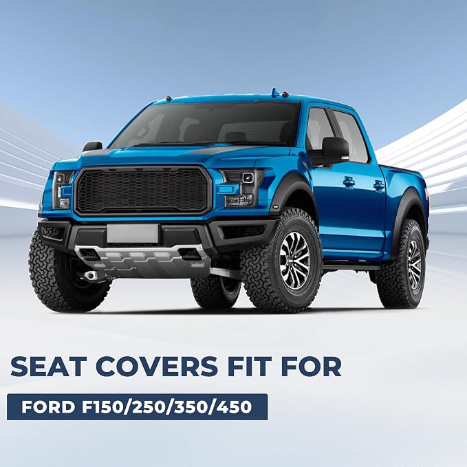 Seat Covers for Ford F150 2009-2025 2026 - F250/F350/F450 2017-2025 2026: 5 Seat Covers Full Set Faux Leather Truck Seat Covers Car Cushion (5 Seats,Black)