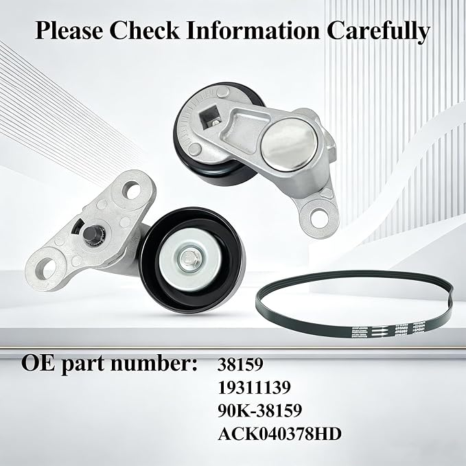A/C Drive Belt Tensioner Kit Fits for Chevy Silverado 1500 Avalanche Express Suburban Tahoe GMC Savana Sierra Yukon Cadillac Escalade 1999-2008, P/N: 19311139, 38159, ACK040378HD