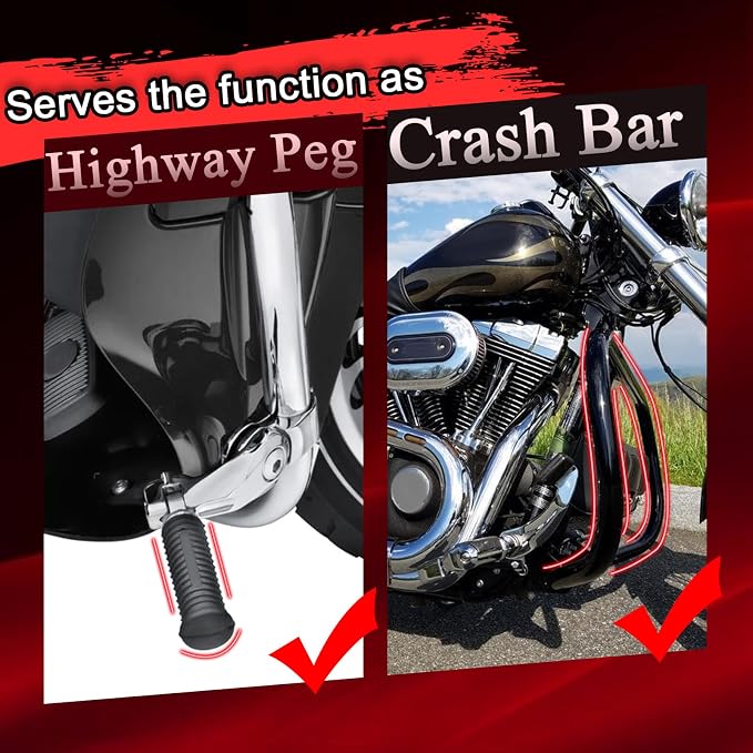 Highway Peg Crash Bar/Highway Footpegs Enginge guard for Harley Dyna with mid Control Models 2006-2017, for Street Bob FXDB/I Fat Bob FXDF Low Rider FXDL/I Wide Glide FXDWG/I,Gloss Black
