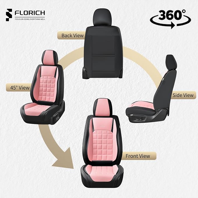 FLORICH Leather Seat Cover, Car Seat Covers Front Set, Waterproof Car Seat Protectors, Front Seat Covers 2 Pack, Breathable Automotive Seat Covers Protector Fit for Most Cars Trucks SUV