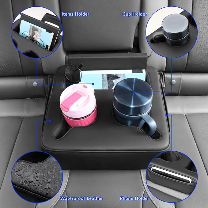 MARCHFA Center Console Organizer Tray Compatible for 2023 2024 2025 Kia NIRO with Cup Holders for Car Backseat