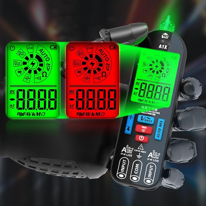 Digital Multimeter - Diode Test & Capacitance Meter, AC/DC Voltage, Continuity Test, Rechargeable Voltmeter with 2 Probes