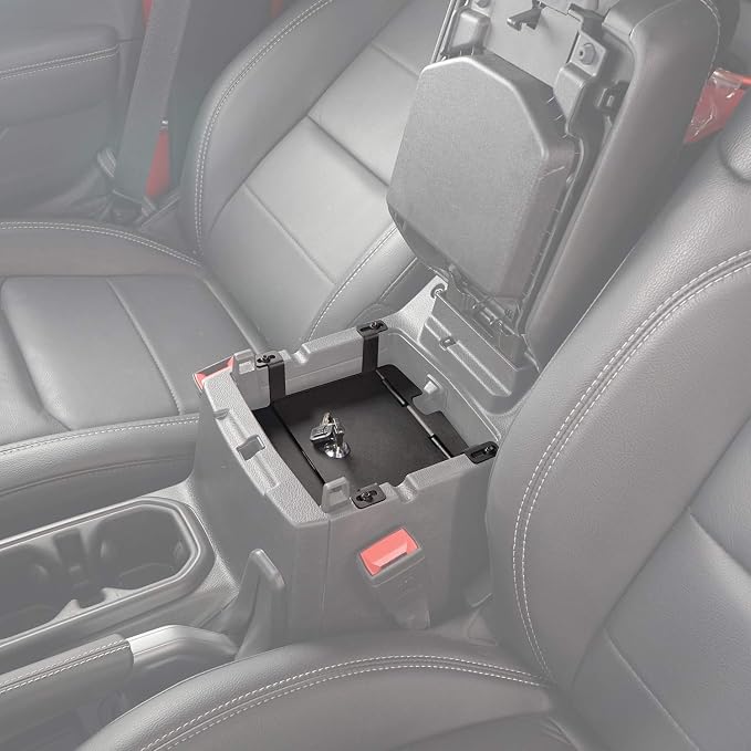 Hooke Road Interior Console Lock Box Security Storage for Jeep JL Wrangler/Gladiator JT 2018 2019 2020 2021 2022 2023 2024 2025