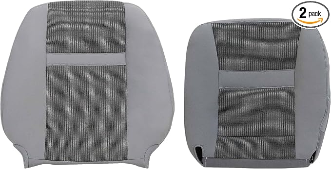 Priprilod Gray Cloth Front Driver Side Bottom Replacement Seat Cover & Top Lean Back Cover Compatible with Dodge Ram 2500 3500 4500 5500 2006 2007 2008 2009 2010