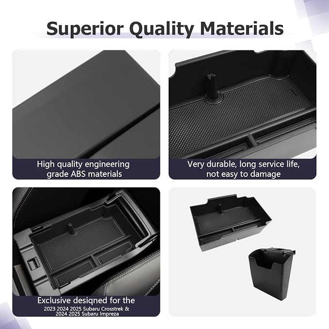 LUWU 2025 2026 Impreza Accessories Compatible with 2024 2025 2026 Subaru Crosstrek & Impreza Center Console Hanging Box, Armrest Storage Box Tray Organizer Insert Tray Black 2-Pack