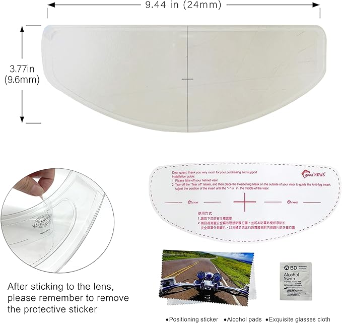 XII WY Universal Motorcycle Full Face Helmet Shield Anti Fog Film,Clear Ultra Thin Visor Lens Insert Fog Resistant Waterproof Sticker
