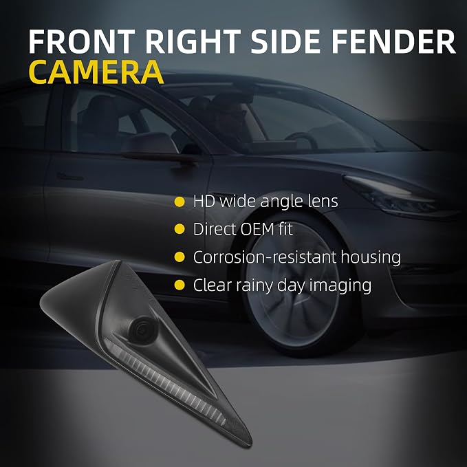Dasbecan Front Fender Camera Compatible with 2017-2023 Tesla Model 3 2020-2023 2024 2025 Model Y Repeater Camera Right Passager Side Replace 1125107-50-G 1125107-50-J