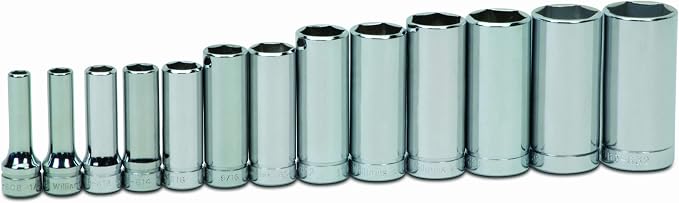 Williams SuperTorque 13-Piece 3/8-Inch Drive Shallow 6 Point Fastener Socket Set Chamfered Ends, Maximum Engagement High Polished Chrome Finish
