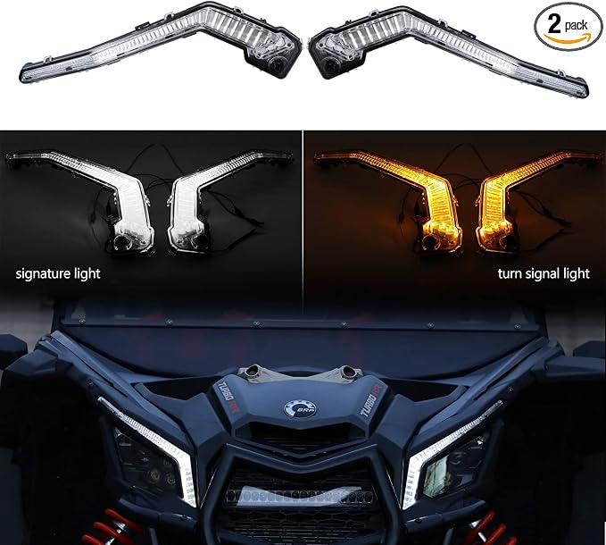 HAKA TOUGH Turn Signal Fang Lights with White Yellow Light for Can Am Maverick X3 XDS XRS Max Turbo R/Maverick Trail Sport Max Accessories 17-24,LED Signature Lights Replace#OEM 710004994 710004995