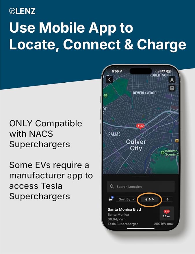 LENZ NACS to CCS Electric Vehicle Adapter for Superchargers – Charge CCS1 EVs at Tesla NACS Supercharger Stations, 500A 1000V - Compliant and UL 2252 SGS Certified
