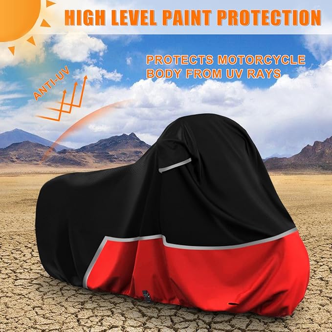 Waterproof Motorcycle Cover Replace for Harley Davidson Sport Models, 420D Oxford Cloth Nightster, Sportster Motorcycle Cover with Reflective Strips for Snow Rain Dust Hail Protection