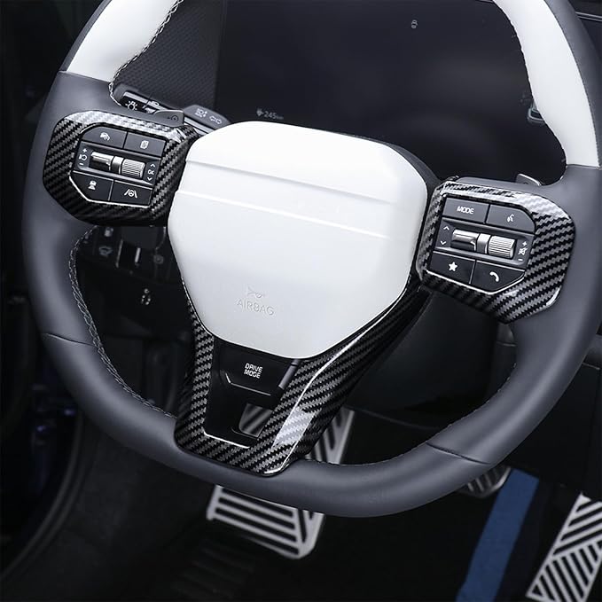 Car Steering Wheel Covers Steering Wheel Button Panel, Protection Frame Molding Trim, Steering Wheel Cover for KIA K4 GT 2024-2026 Accessories (Carbon Fiber Pattern)