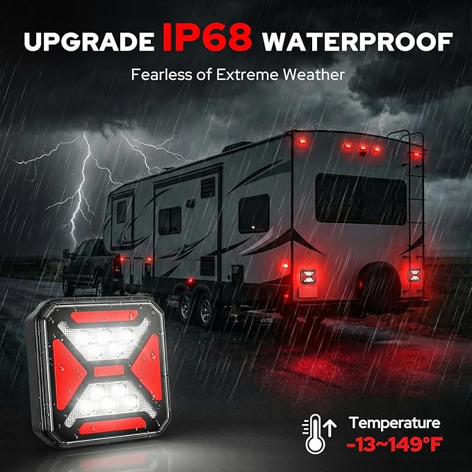 2026 NewGen 𝟖-𝐈𝐍-𝟏 Wireless Trailer Lights, 110° Adjustable Wireless LED Trailer Lights Magnetic, Rechargeable 10H of Use 165FT Ultra-Long Range Tail Light Lenses for Trucks RV Camper Boat Caravan