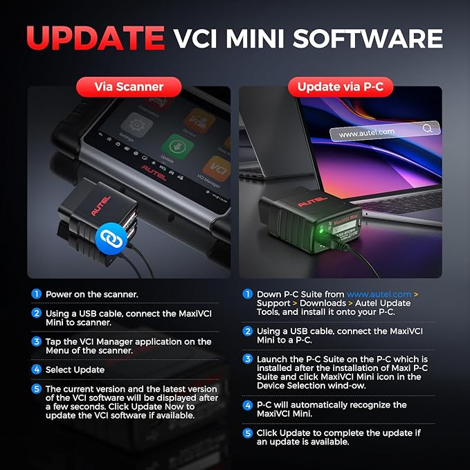 Autel MaxiSys MaxiVCI VCI Mini Bluetooth Diagnostic Interface, 2026 Vehicle Wireless Dongle, Work with Autel Scanner MaxiCOM MK808BT PRO MK808Z-BT MP808BT Pro MK808S-TS MX808S-TS MP808S-TS MK808TS