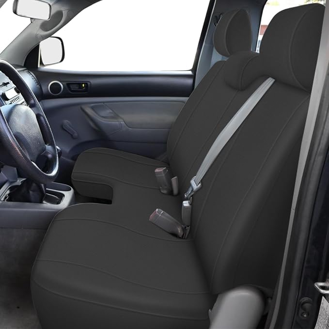 Truck Bench Seat Cover Fit for 2005-2014 Toyota Tacoma | with Large Notched, Black