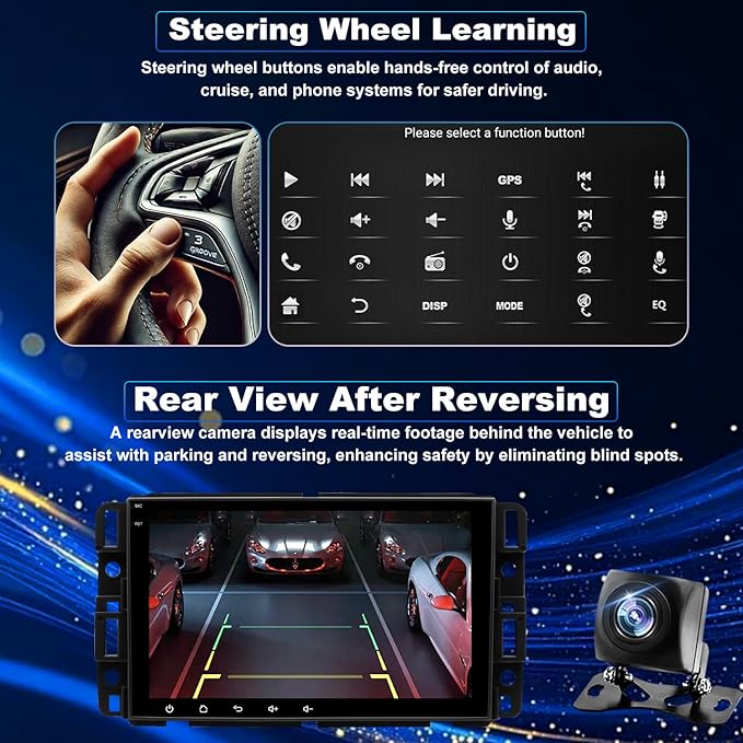 5GWiFi Car Radio for Chevrolet Silverado 1500 GMC Sierra 1500 2007-2013, Yukon Tahoe 2007-2014, Acadia 2007-2012, Savana Equinox 8inch Touch Screen Stereo, Carplay Android Auto GPS Camera