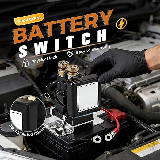 12V Wireless Remote Battery Disconnect Switch, Remote Control Relay Master Switch, Anti-Theft Battery Kill Switch for Car, RV, ATV, Truck, Classic Car, DIY Installation