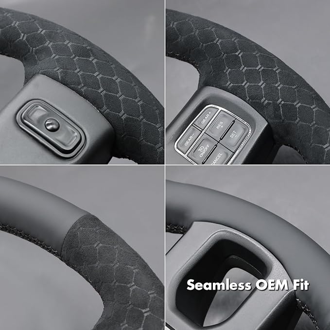 MEWANT Hand Stitch Steering Wheel Cover for 1500 2012-2018 1500 Classic 2019-2023 2500 3500 5500 2012-2018 Black Microfiber Leather Diamond Embossed Athsuede Interior Accessories