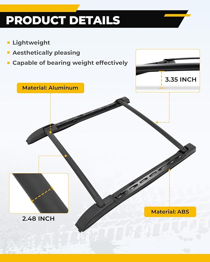 Roof Rack Rails Cross Bars Fit for 2024-2026 Toyota Tacoma Double Cab Aluminum Cargo Bars Cargo Rack Crossbars Luggage Carrier, for Loading Kayak Snowboard Bike Rooftop Accessories