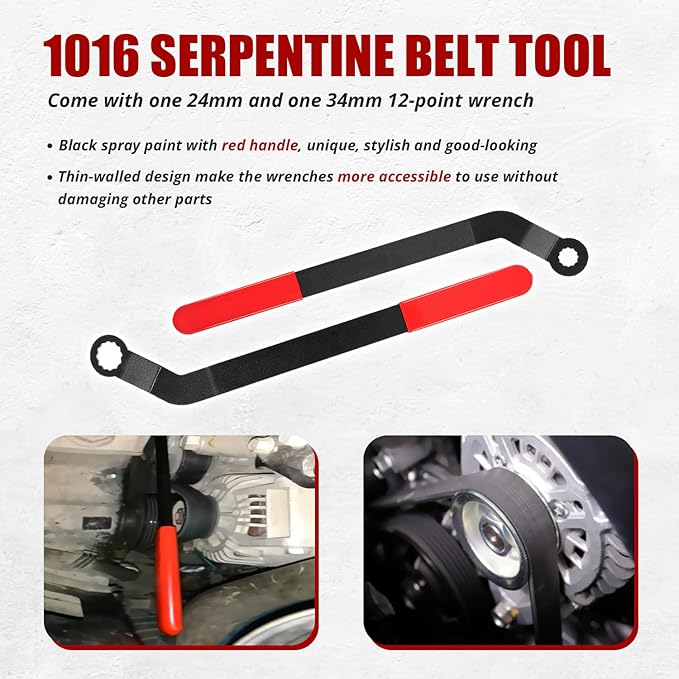 1016 Serpentine Belt Tool Set for All 2007+ Mini Models Equipped with N12 N14 N16 & N18 Engines, Replace# 116210 (2 Pack)