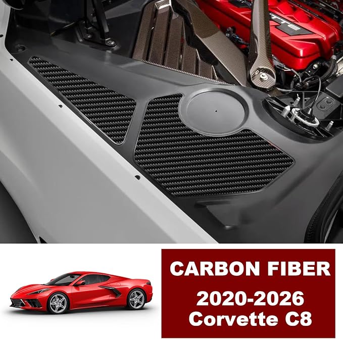 Real Carbon Fiber Engine Bay Side Panel Trim Compatible with Corvette C8 2020-2026, Interior Decor Sticker Accessories