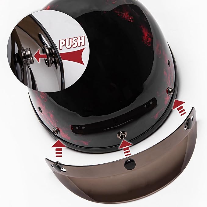Cartman Cruiser Scooter Motorcycle Half Face Helmet, Red Skull USA Graphics, DOT Approved for Bike Scooter ATV UTV Chopper Small