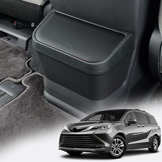 PACEWALKER Car Trash Can for Toyota Sienna 2024 2023 2022 2021 Modification Waterproof in- Trash can for Toyota Sienna 2021-2024 Accessories Black