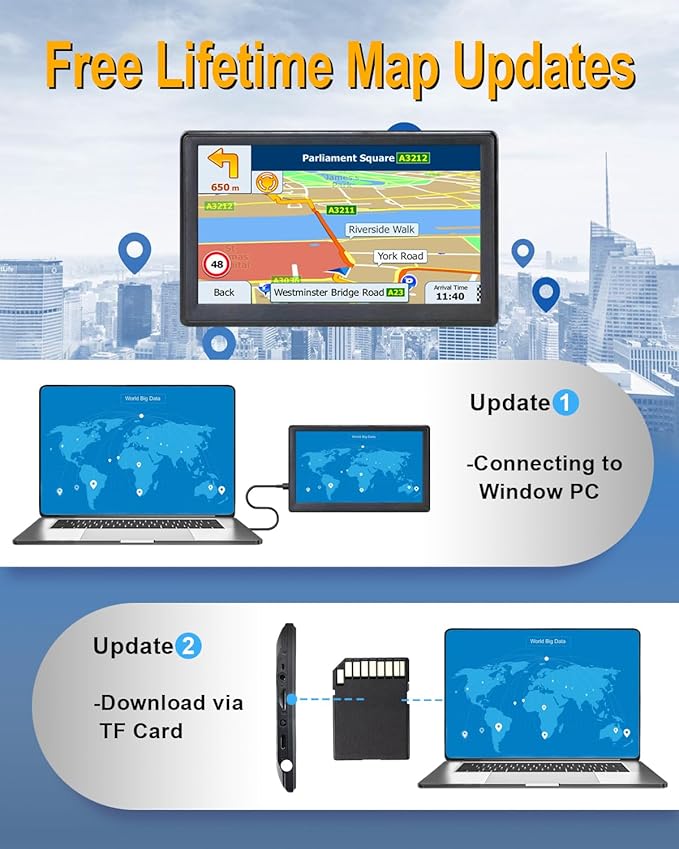 OHREX S7 GPS Navigator for Car, 7 inch, with US Canada Mexico 2026 Maps, Free Lifetime Updates, GPS Navigation System for Truck, Semi Truck, RV, Trucker, Commercial Drivers