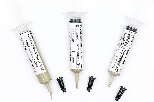 TechDiamondTools Kit of 3 Diamond Lapping Paste Polishing Compound USA Made 600 1050 1500 Grit Lapidary Paste for Rock Glass Metal Jewelry Resin Marble with High Concentration of Diamond Powder