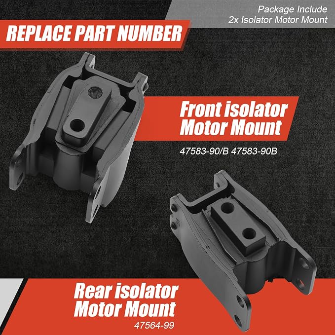 Isolator Engine Motor Mount Set Fit for Harley Dyna Super Glide Daytona Convertible Fat Bob FXDL Low Rider Street Bob FXD Wide Street FXDWG 1991-2017 Replaces 47583-90/B 47564-99 (Front & Rear)