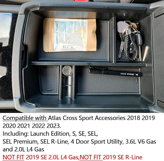 EDBETOS Center Console and Dashboard Storage Box Organizer Compatible with Atlas Accessories Cross Sport 2018-2022 2023