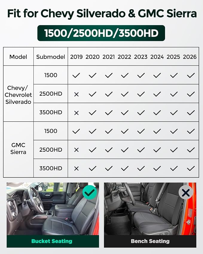 Floor Mats for Chevy Silverado Sierra: 2019-2026 1500 2500HD 3500HD Truck Front Liners,All Weather Car Accessories Double & Crew Cab Only Carpet for Chevrolet Silverado for GMC Sierra 2026 2025-2019