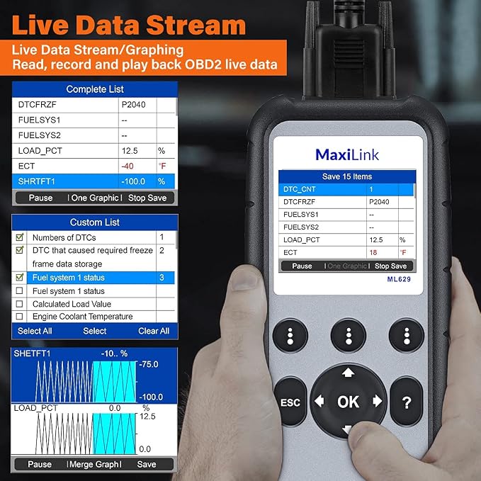 Autel MaxiLink ML629 Automotive OBD2 Scanner, 2026 Newer Model Upgraded of AL619, ML619, AL519, Car Code Reader Check Engine ABS SRS Transmission Diagnostic Scan Tool, Auto VIN, Ready Test, DTC Lookup