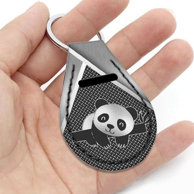 Howilath Sliver Panda Pattern 10pcs Car Front Seat Covers/Steering Wheel Cover/Seatbelt Pads/Keychain/Armrest Cushion/Coasters Vehicle Seat Protector Accessories