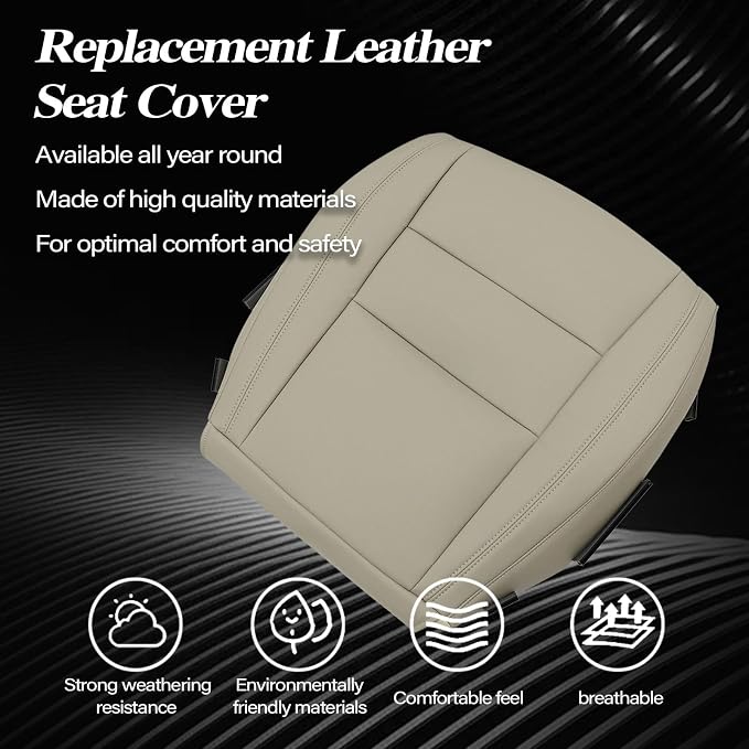 SecosAutoparts Front Driver & Passenger Side Bottom Non-Perforated Leather Replacement Seat Covers Tan Compatible with Jeep Grand Cherokee 2011-2016 Compatible with Dodge Durango 2011-2018