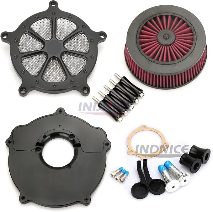 For harley air cleaner filter Sportster Softail Touring street road king glide Dyna for harley davidson air intake filters (Black Speed 7 style -red filter, A-For Sportster XL models)