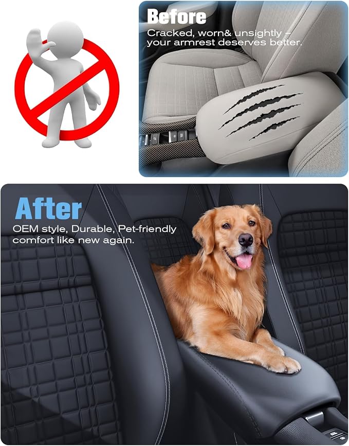 For 2023~2026 Honda HR-V 2-in-1 Silicone Center Console Armrest Cover& Armrest Hidden Privacy Tray - [OEM Design& Friendly Liquid Silicone Rubber] - Thin Black