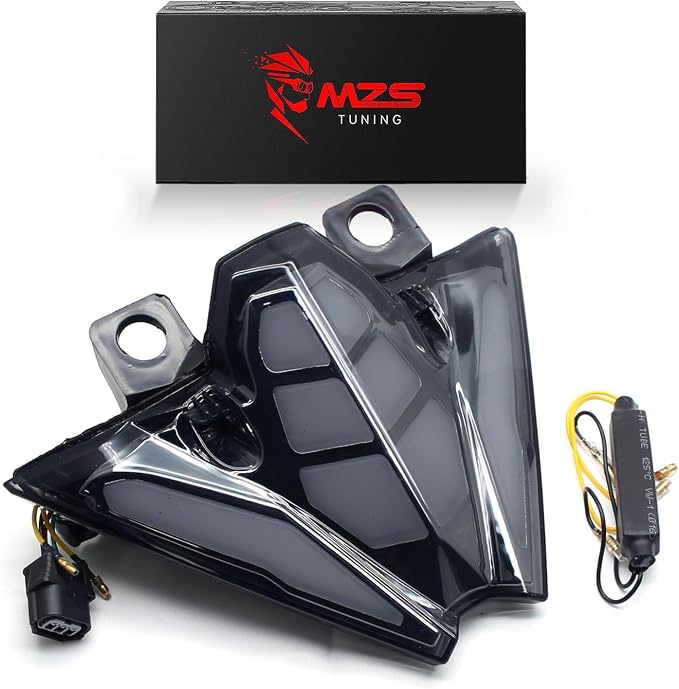 MZS Motorcycle LED Tail Light Compatible with EX 500 EX500 Z500 2024-2025, Integrated Turn Signal Blinker Running Brake Taillight Accessories Smoke
