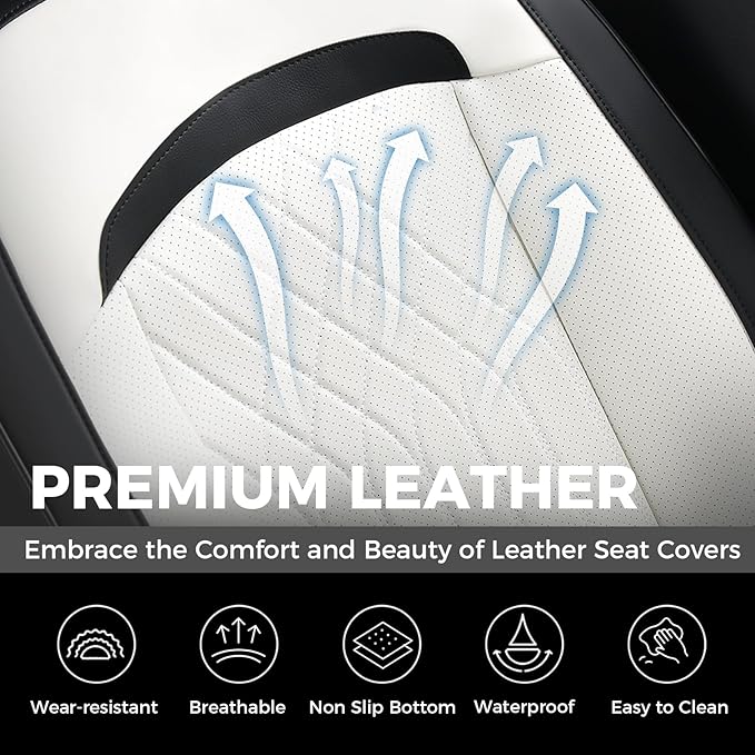 FLORICH Front Car Seat Covers, Leather Seat Covers for Cars, Waterproof Car Seat Protector Breathable, Front Seat Covers for Cars, Automotive Seat Covers Universal Fit for Most Cars SUV Truck